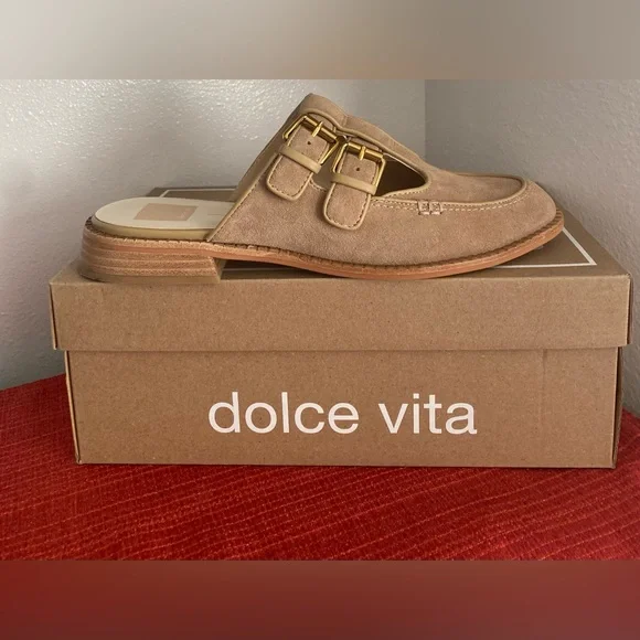 NWT-.DOLCE VITA WOMENS TAN MULES - Picture 1 of 16